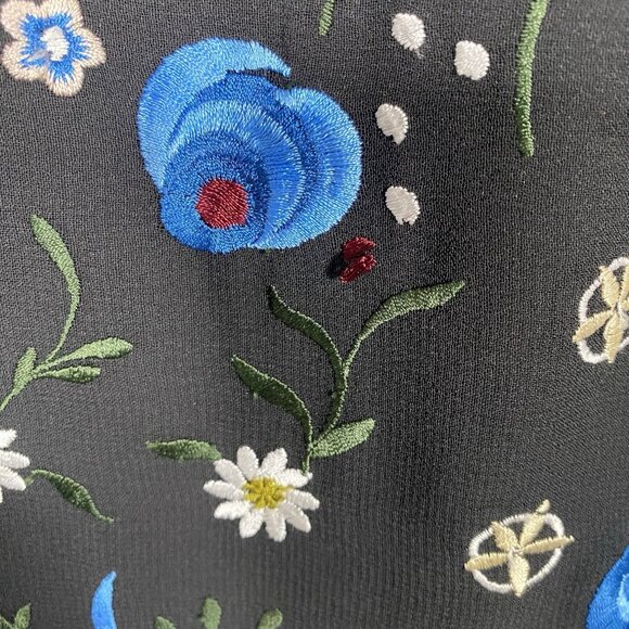 Alice + Olivia Eleonora Dress M Silk Embroidered Floral Bird Flare Sleeve Fairy - Picture 10 of 16